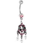 Body Candy Antique Gold Pink Gem GLORIOUS CHANDELIER Dangle Belly Ring