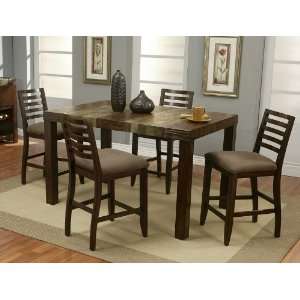  5pcs Counter Height Dining Table Barstools Set in Dark 