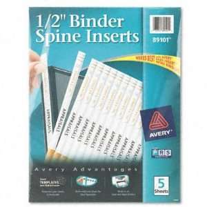  Avery Binder Spine Insert,0.5   80 / Pack   White Office 