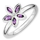   Sterling Silver Stackable Expressions Amethyst Flower Ring Size 10