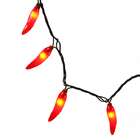 VCO Set of 35 Red Chili Pepper Christmas Lights   Green Wire