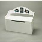 Giftmark White finish wood childrens toy chest bench with photo 