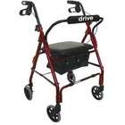 Drive Medical Go Lite Deluxe Padded Seat Aluminum Rollator Walker with 