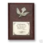 EE 5x7 Wood Pewter Catholic Confirmation Dove Wall Plaque