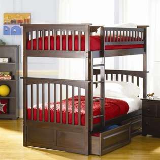 Atlantic Furniture Columbia Bunk Twin with Full Size Bed with Raised 