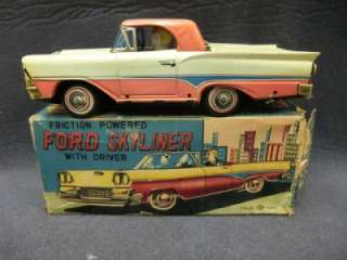   TN Japan Tin Friction 1958 FORD SKYLINER Old Toy Car box MIB  