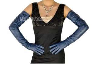70cm(27.5)long100% real leather evening gloves*Dk blue  