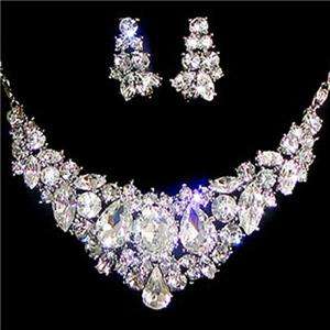 Holy Chic Bridal Necklace Earring Set Austrian Rhinestone Crystal 