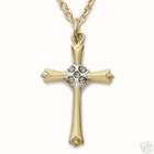 EE 1 Vintage Flared Gold Over Silver CubicZ Cross Necklace Engraving 