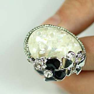 R670 Ladys Beautiful Gemstone Crystal Flower Tibet Silver Hairpin 