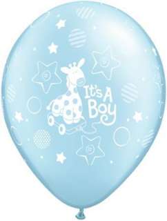 Its A Boy Giraffe Pearl Blue 11 Latex Balloons x 5  