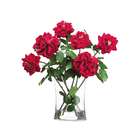 Allstate Floral Faux 19.5 Velvet Rose in Glass Vase Red