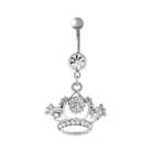 WickedBodyJewelz 316L Surgical Steel Dangling Belly Ring with Princess 