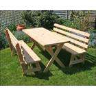   Cedar 32 Wide 8 Cross Legged Picnic Table with (4) 4 Backed Benches