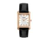 Caravelle Ladies Leather Strap with White Patterned Dial in Rose Gold 