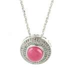   Sterling Silver Pink Agate and 1/2ct TDW Diamond Necklace (H I, I2