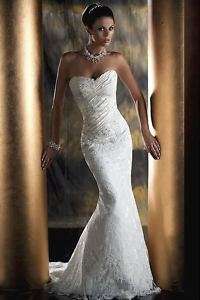 Mermaid Strapless White Lace Wedding Dress/Bridal Gown  
