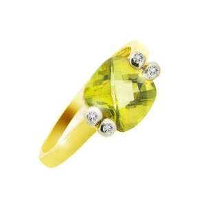  9ct Yellow Gold Coated Topaz & Diamond Ring Size 5.5 