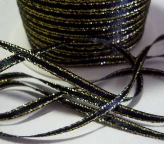 Black Gold Edge Satin Ribbon DoubleFaced 10y 1/8 S95  