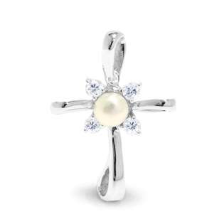 Bling Jewelry NY Inspired Sterling Silver Infiniti Cross Flower CZ 