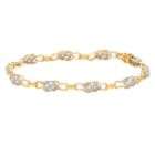 cttw Diamond Cluster and Link Bracelet. 10K Yellow Gold