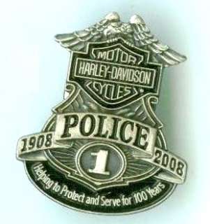 HARLEY MOTORCYCLE POLICE 100TH ANNIVERSARY BADGE 1 PN  
