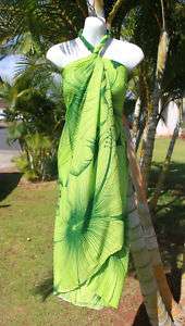 Sarong Hawaiian Luau Wrap Dress ~ GREEN GIANT HIBISCUS  