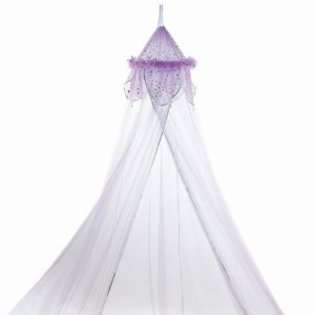   Feather Metallic Moon and Star Trimmed Girls Bed Canopy 