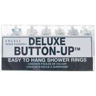   1ME 060O0 64 Clear Deluxe Button Up Shower Curtain Rings 