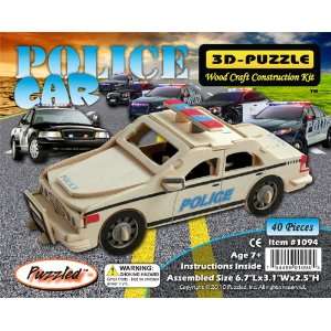  Puzzled Police Car 3D Natural Wood Puzzle Toys & Games