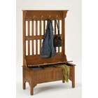 Home Styles Hall Tree Coat Hanger with Storage Bench in Cottage Oak 