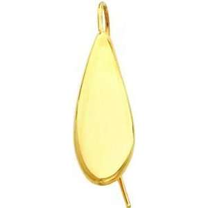  14K Gold Curved Tear Drop Wire Earrings Jewelry New 