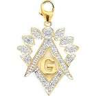   Charm Jewelry   Gold Masonic Symbol Diamond Charm (Gold ColorYellow