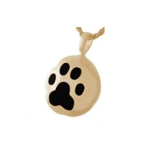   Black Inlay Paw Print Cremation Jewelry in 14k Gold Plating Jewelry