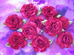 Ribbon Cabbage Rose Appliques 50 pcs* Red wine  
