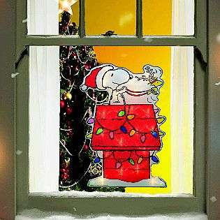 15in Window Decor   Snoopy On Dog House  Peanuts Seasonal Christmas 
