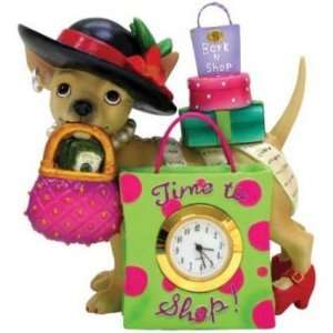  Aye Chihuahua Shopaholic Mini Clock Figurine