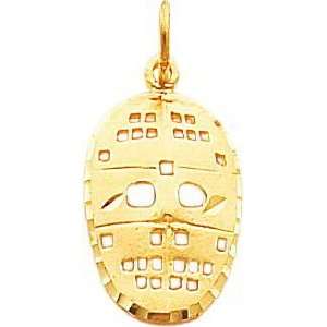  10K Yellow Gold Hockey Goalie Face Mask Charm Jewelry