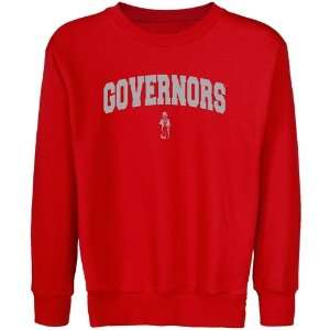 Austin Peay State Governors Youth Red Logo Arch Crew Neck Fleece 