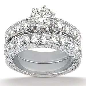 Antique Diamond Engagement Ring and Wedding Band Palladium 