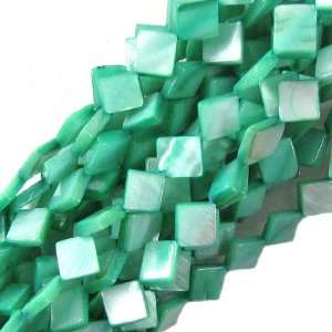 10mm green shell diamond shape beads 14.5 strand