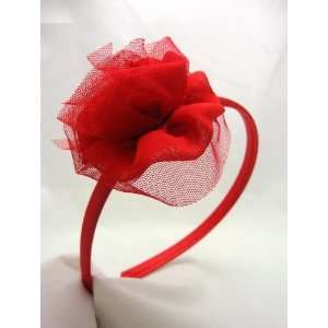  Red Fabric Flower Headband 
