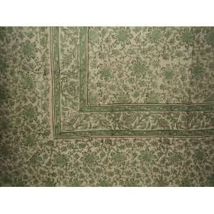 Daisy Chain Block Print Tapestry Table Spread Sage