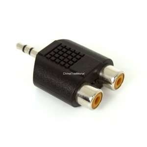    Stereo 3.5mm Male to Two RCA Female Adapter Black 