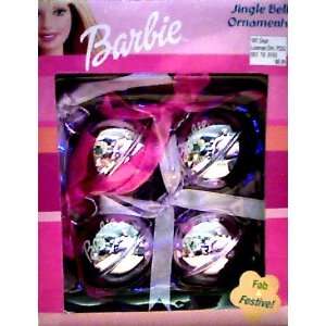  Barbie Jingle Bell Ornament Set   4 Pastel Metallic 