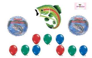 Trout Bass Fish Fishing Happy Birthday Balloon Set Lot  