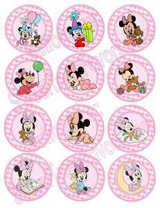 Disney Baby Minnie Party FAVORS PINS BUTTONS x12 Babies  