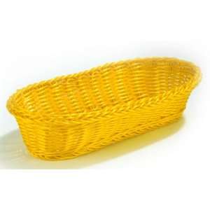  Tablecraft Ridal Yellow Hand Woven Oblong Basket   15 X 6 