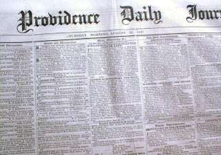 1849 newspapers Providence Daily Journal RHODE ISLAND  