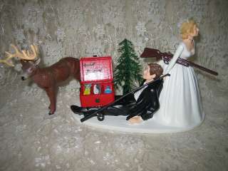 HUMOROUS WEDDING DEER HUNTER & FISHING CAKE TOPPER  